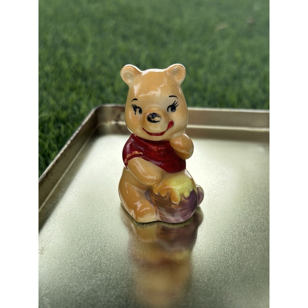 Vintage 1960s Winnie the Pooh Porcelain Figurine Walt Disney Productions Japan